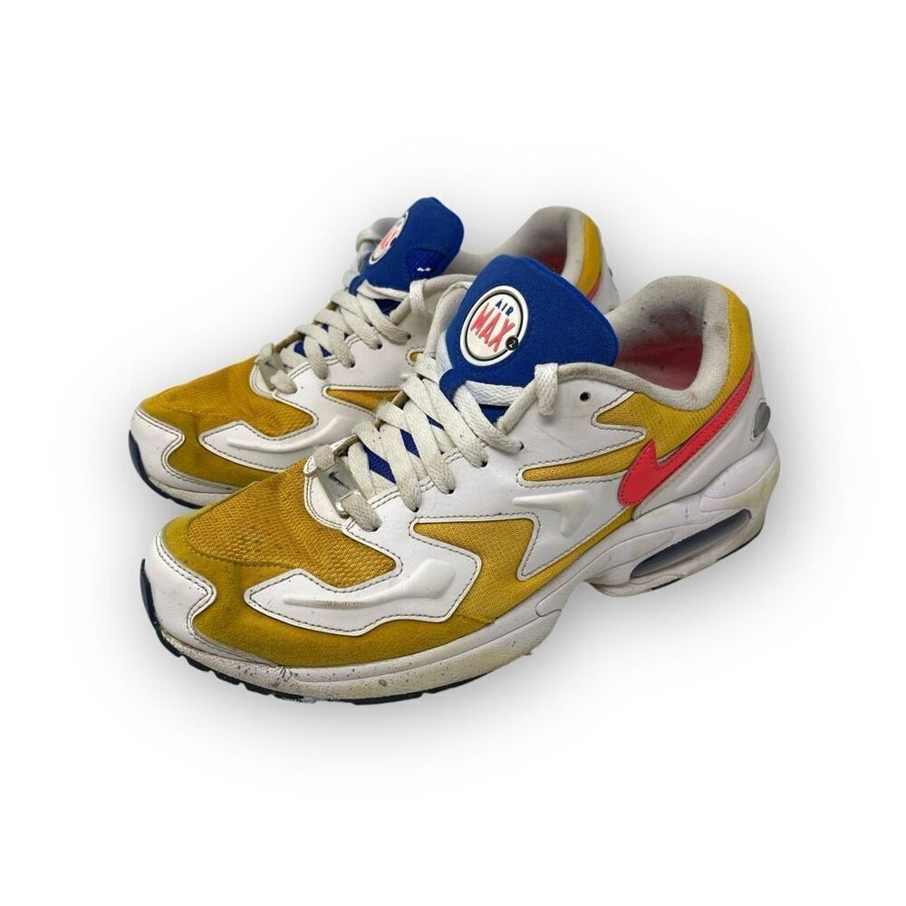 Nike Air Max 2 Light Crimson Racer Gold Flash Blue Shoes AO1741-700 Men’s 9.5